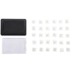 reverse side of the stamps shown with ink pad and lid