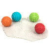balls making patterns in white dough