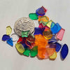 Mosaic tiles shown with 50c coin for size