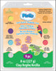 Clay in Tropical Colours: Hot Pink, Lime Green, Orange, Aqua, Yellow, Dark Purple and White.