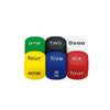 dice showing numeral words