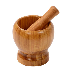bamboo bowl and pestle