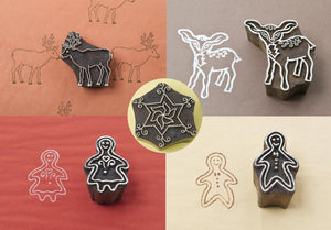 set of 5 wooden stamps (not to scale)