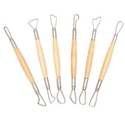 6 wooden and wire tools for clay modelling
