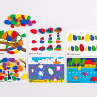 Pebbles shown with activity cards