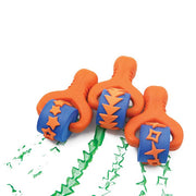 3 rollers with orange handles and star and arrow patterns
