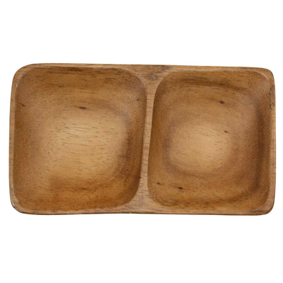 Acacia dish with 2 compartments