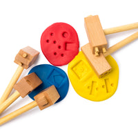 wooden clay hammers with playdough