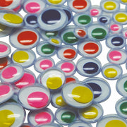 pink, red, yellow and blue eyes
