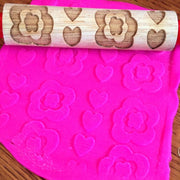 playdough with rolling pin - flower pattern