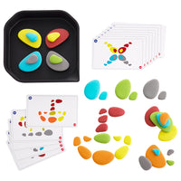 funplay tray, cards and pebbles