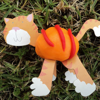 cat made with playdough and animal cutouts