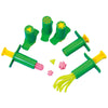 6 green plungers shown with dough