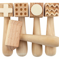 Patterned Wooden Dough Hammer - Accessories for dough and clay