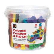 Jar with coloured wooden pieces