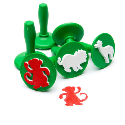 Jungle Animal stampers shown with red monkey