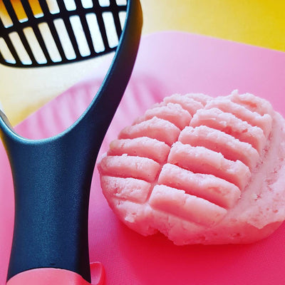 potato masher shown with pink playdough