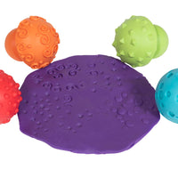 4 stampers with purple dough