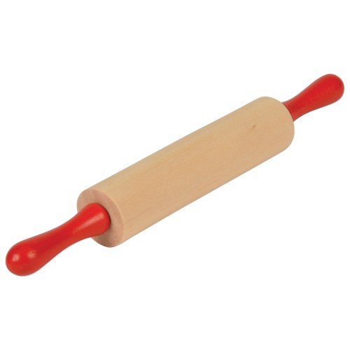 Mini Wooden Rolling Pin for Playdough with painted red handles