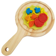 board shown with playdough pizza