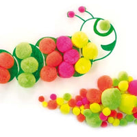 Caterpillar picture decorated with neon pom poms