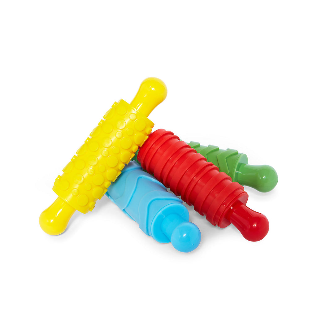 4 rubber textured rolling pins for children