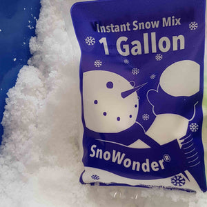 Snowonder packet show inside blue tub of snow