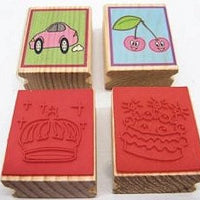 4 Wooden Stamps - Accessories for dough and clay