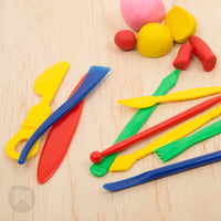 set of 9 colourful tools in red, blue, yellow and green