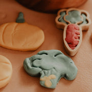 carrot and broccoli shapes in playdough
