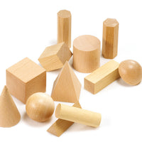Set of 12 wooden 3D shapes