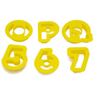 The letters O, P and Q and the numbers 5, 6 and 7.